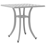 vidaXL Záhradný stôl biely 53x53x53 cm liaty hliník – Obrázok 2