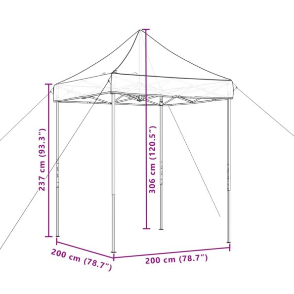 vidaXL Skladací pop-up párty stan hnedý 200x200x306 cm – Obrázok 9