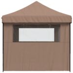 vidaXL Skladací pop-up párty stan s 3 bočnými stenami hnedý – Obrázok 4