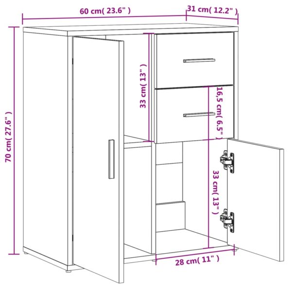 vidaXL Komoda biela 60x31x70 cm kompozitné drevo – Obrázok 11