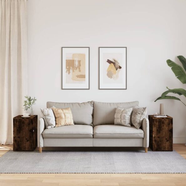 vidaXL Bočné stolíky 2 ks dymový dub 50x30x50 kompozitné drevo – Obrázok 3