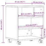 vidaXL Stojan na tlačiareň s kolieskami sivý 41x32x48 cm – Obrázok 10