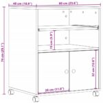 vidaXL Stojan na tlačiareň s kolieskami biely 60x48x74 cm – Obrázok 10