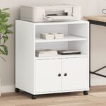 vidaXL Stojan na tlačiareň s kolieskami biely 60x48x74 cm