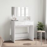 vidaXL Toaletný stolík so zrkadlom biely 80x39x80 cm – Obrázok 3