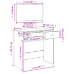 vidaXL Toaletný stolík so zrkadlom biely 80x39x80 cm – Obrázok 10