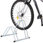 vidaXL Stojan na 2 bicykle podlahový voľne stojaci pozinkovaná oceľ – Obrázok 2