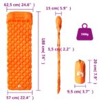 vidaXL Nafukovací kempingový matrac s vankúšom, 1 osoba, oranžový – Obrázok 5