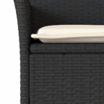 vidaXL 5-dielna záhradná jedálenská súprava+podložky, čierna polyratan – Obrázok 5