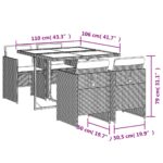 vidaXL 5-dielna záhradná jedálenská súprava a vankúše čierna polyratan – Obrázok 9