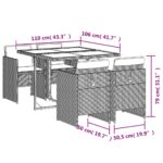 vidaXL 5-dielna záhradná jedálenská súprava s vankúšmi hnedá polyratan – Obrázok 9