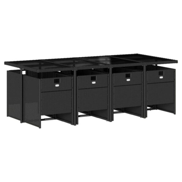 vidaXL 9-dielna záhradná jedálenská sada s vankúšmi čierna polyratan – Obrázok 3