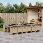 vidaXL 13-dielna záhrad. jedálenská sada vankúše mix béžovej polyratan