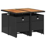 vidaXL 9-dielna záhradná jedálenská sada s vankúšmi čierna polyratan – Obrázok 3