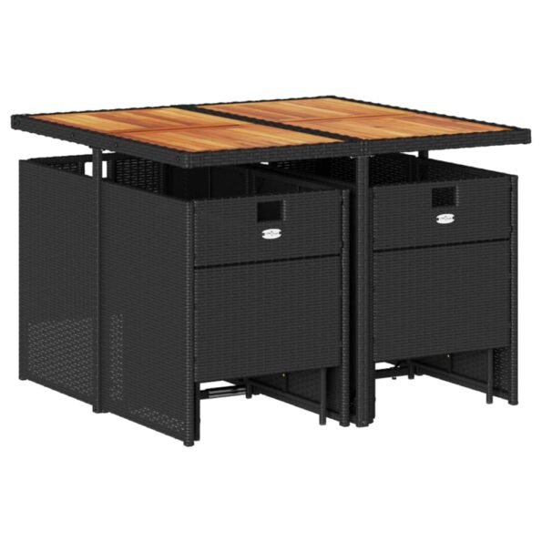 vidaXL 9-dielna záhradná jedálenská sada s vankúšmi čierna polyratan – Obrázok 3