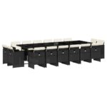 vidaXL 17-dielna záhr. jedálenská súprava s vankúšmi čierna polyratan – Obrázok 2