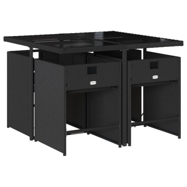 vidaXL 5-dielna záhradná jedálenská súprava a vankúše čierna polyratan – Obrázok 3