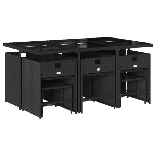 vidaXL 11-dielna záhradná jedálenská sada s vankúšmi čierna polyratan – Obrázok 3