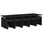 vidaXL 15-dielna záhr. jedálenská súprava s vankúšmi čierna polyratan – Obrázok 6