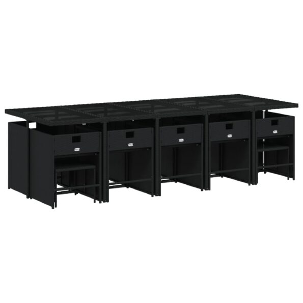 vidaXL 15-dielna záhr. jedálenská súprava s vankúšmi čierna polyratan – Obrázok 6