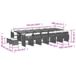 vidaXL 17-dielna záhradná jedálenská súprava s vankúšmi sivá polyratan – Obrázok 11