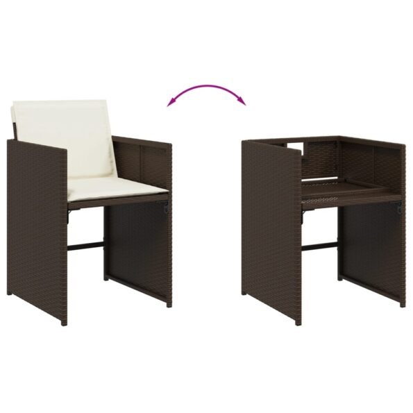 vidaXL 9-dielna záhradná jedálenská súprava s vankúšmi hnedá polyratan – Obrázok 7