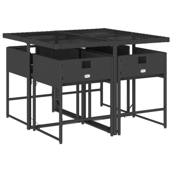 vidaXL 5-dielna záhradná jedálenská súprava a vankúše čierna polyratan – Obrázok 4