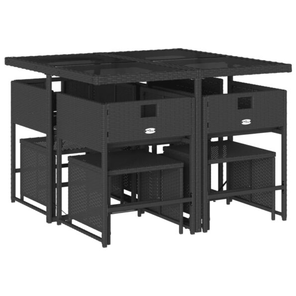 vidaXL 9-dielna záhradná jedálenská sada s vankúšmi čierna polyratan – Obrázok 4