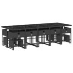 vidaXL 15-dielna záhr. jedálenská súprava s vankúšmi čierna polyratan – Obrázok 4