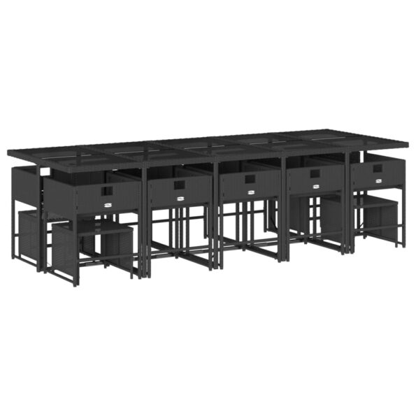 vidaXL 15-dielna záhr. jedálenská súprava s vankúšmi čierna polyratan – Obrázok 4