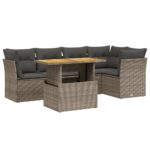 vidaXL 5-dielna záhradná súprava pohoviek s vankúšmi sivá polyratanová – Obrázok 2