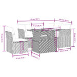 vidaXL 5-dielna záhradná súprava pohoviek s vankúšmi sivá polyratanová – Obrázok 3