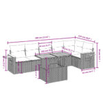 vidaXL 7-dielna záhradná súprava pohoviek s vankúšmi sivá polyratanová – Obrázok 3