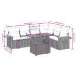 vidaXL 7-dielna záhradná súprava pohoviek s vankúšmi sivá polyratanová – Obrázok 3