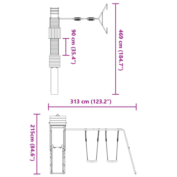 vidaXL Vonkajšia súprava na hranie impregnovaná borovica – Obrázok 10