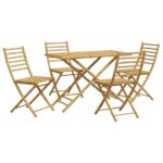 vidaXL 5-dielna záhradná jedálenská súprava bambus – Obrázok 2