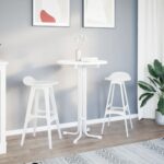 vidaXL Jedálenský stôl biely Ø70x110 cm kompozitné drevo a oceľ – Obrázok 3