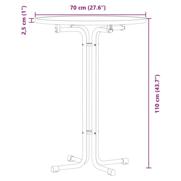 vidaXL Barový stôl čierny Ø70x110 cm kompozitné drevo a oceľ – Obrázok 9