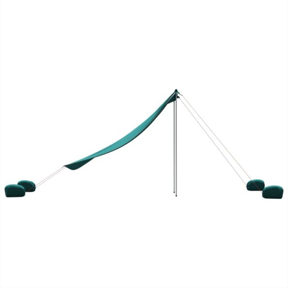 vidaXL Plážový baldachýn s pieskovými kotvami zelený 214x236 cm – Obrázok 6