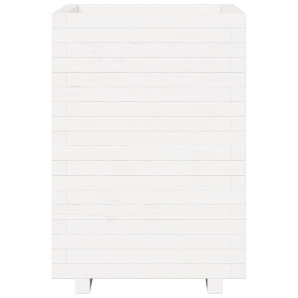 vidaXL Záhradný kvetináč biely 50x50x72,5 cm masívna borovica – Obrázok 5