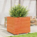 vidaXL Záhradný kvetináč voskovohnedý 80x80x72 cm masívna borovica – Obrázok 3