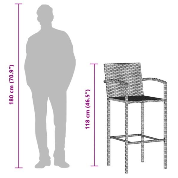 vidaXL 3-dielna záhradná barová súprava sivá polyratan masívna akácia – Obrázok 12