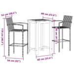 vidaXL 3-dielna záhradná barová súprava sivá polyratan masívna akácia – Obrázok 11