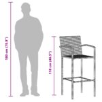 vidaXL 5-dielna záhradná barová súprava sivá polyratan masívna akácia – Obrázok 12