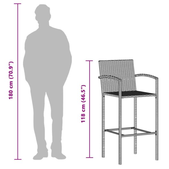 vidaXL 5-dielna záhradná barová súprava sivá polyratan masívna akácia – Obrázok 12