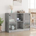 vidaXL Komoda betónovo sivá 102x37x75,5 cm kompozitné drevo – Obrázok 3