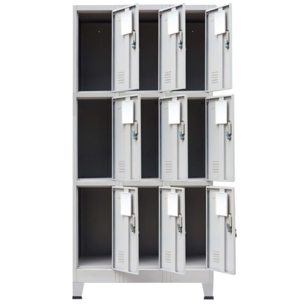 VXL8718475500490_g_en_hd_2.jpg vidaXL Oceľová šatňová skrinka s 9 priehradkami, 90x45x180 cm, šedá – Obrázok 3