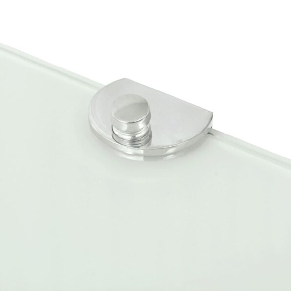 vidaXL Rohová polička s chrómovanou podperou, sklenená, biela, 25x25 cm – Obrázok 5