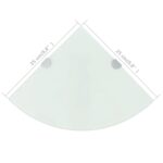 vidaXL Rohová polička s chrómovanou podperou, sklenená, biela, 25x25 cm – Obrázok 6