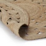 vidaXL Pletený okrúhly jutový koberček s dizajnom, 120 cm – Obrázok 3
